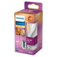 Philips LED Clear Filament Candle Light Bulb E27 Edison Screw 5W (40 Equivalent) Dimmable Warm Glow