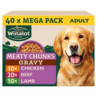 WINALOT Meaty Chunks Mixed in Gravy Wet Dog Food 40x100g