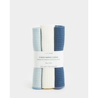 Cotton Waffle Cloth - Pack Of 3 Blue 
