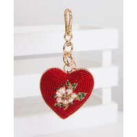 Carolyn Donnelly Eclectic Beaded Keychain Red