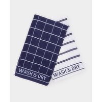 Large Terry Tea Towels - Pack Of 2 Navy 