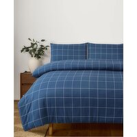 Pane Check Microfibre Duvet Set Navy Single