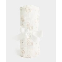 Bear Muslin Swaddle Blanket Taupe