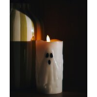 Flameless Pillar Ghost Candle White