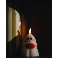 Flameless Ghost Candle With Pumpkin White