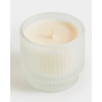 Amber & Lavender Mini Ribbed Candle White 