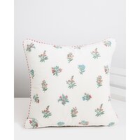 Carolyn Donnelly Eclectic Embroidered Flower Cushion White
