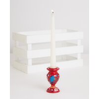 Carolyn Donnelly Eclectic Small Folk Candlestick Holder Red 