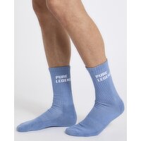 Cushioned Crew Length Slogan Socks Blue 6-11
