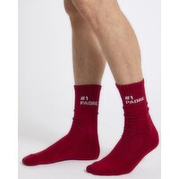 Cushioned Crew Length Slogan Socks Red 6-11