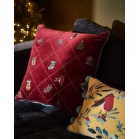 Carolyn Donnelly Eclectic Embroidered Christmas Cushion Multi 