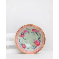 Carolyn Donnelly Eclectic Wooden Serving Bowl Light-Blue