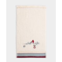Carolyn Donnelly Eclectic Embroidered Robin Guest Towel Red
