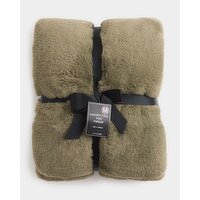 Luxury Faux Fur Throw Khaki M