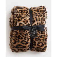 Leopard Print Faux Fur Throw Multi
