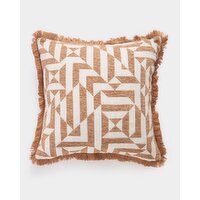 Fringe Chenille Abstract Cushion Tan