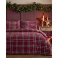 Fleece Check Duvet Set Red Single