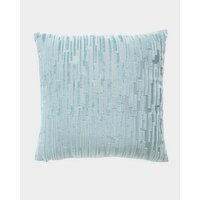 Linear Cut Velvet Cushion Blue 45cm X 45cm