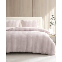 Waffle Seersucker Duvet Set Pink King Size