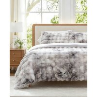 Faux Fur Duvet Set Grey King Size