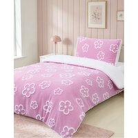 Flower Fleece Duvet Set Lilac Double