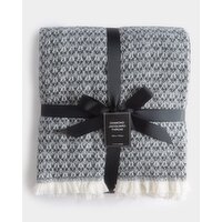 Diamond Jacquard Throw Navy 