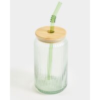 Bamboo Rib Glass Tumbler - 470ml Green