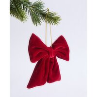 Velvet Bow Hanging Decoration Red 