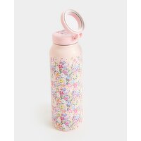 Stainless Steele Bottle With Straw Floral