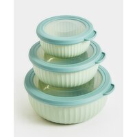 Round Food Storage Box - Pack Of 3 Green
