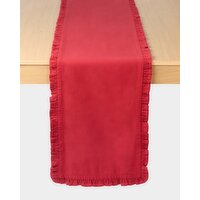 Red Ruffle Table Runner Red 