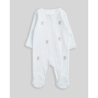 Stripe Bear Two-Way-Zip Sleepsuit Baby-Blue Newborn