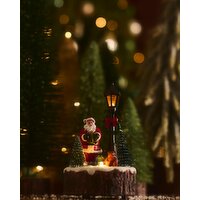 LED Santa With Lamppost Christmas Ornament Multi 
