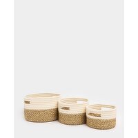 Rope Storage Baskets - Pack Of 3 Cream 