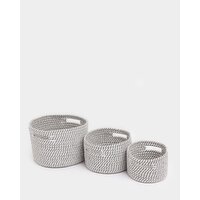 Rope Storage Baskets - Pack Of 3 Grey 