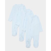 Cotton Blue Two-Way-Zip Sleepsuit - Pack Of 3 Light-Blue 3-6 Mths