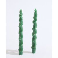 Christmas Tree Dinner Candles - Pack Of 2 Green 