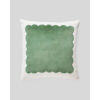 Cotton Scallop Cushion Green 45cm X 45cm