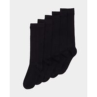 Girls Cotton Rich Knee High Socks - Pack Of 5 Black 4-6.5