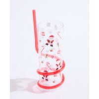 Christmas Spiral Straw Tumbler Red
