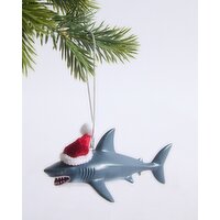 Santa Hat Shark Hanging Decoration Grey 