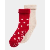 Women's Christmas Gripper Sole Lounge Socks - Pack Of 2 Red 4-8