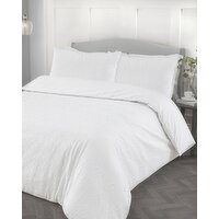 Wave Microfibre Duvet Set White King Size