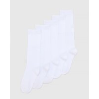 Girls Cotton Rich Knee High Socks - Pack Of 5 White 4-6.5