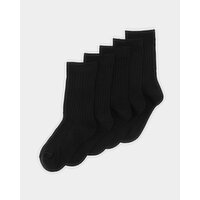 School Rib Comfort Socks - Pack Of 5 Black 4-6.5