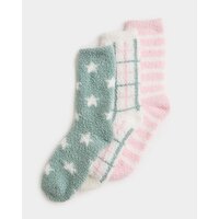 Women's Fluffy Socks - Pack Of 3 Green 4-8