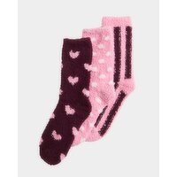 Women's Fluffy Socks - Pack Of 3 Stripe 4-8