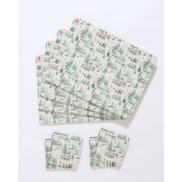 Printed Placemat And Coaster Set - Pack Of 4 Green