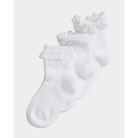 Baby Cotton Ruffle Socks - Pack Of 3 White 0-2.5