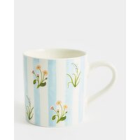 Stripe Floral Mug Blue